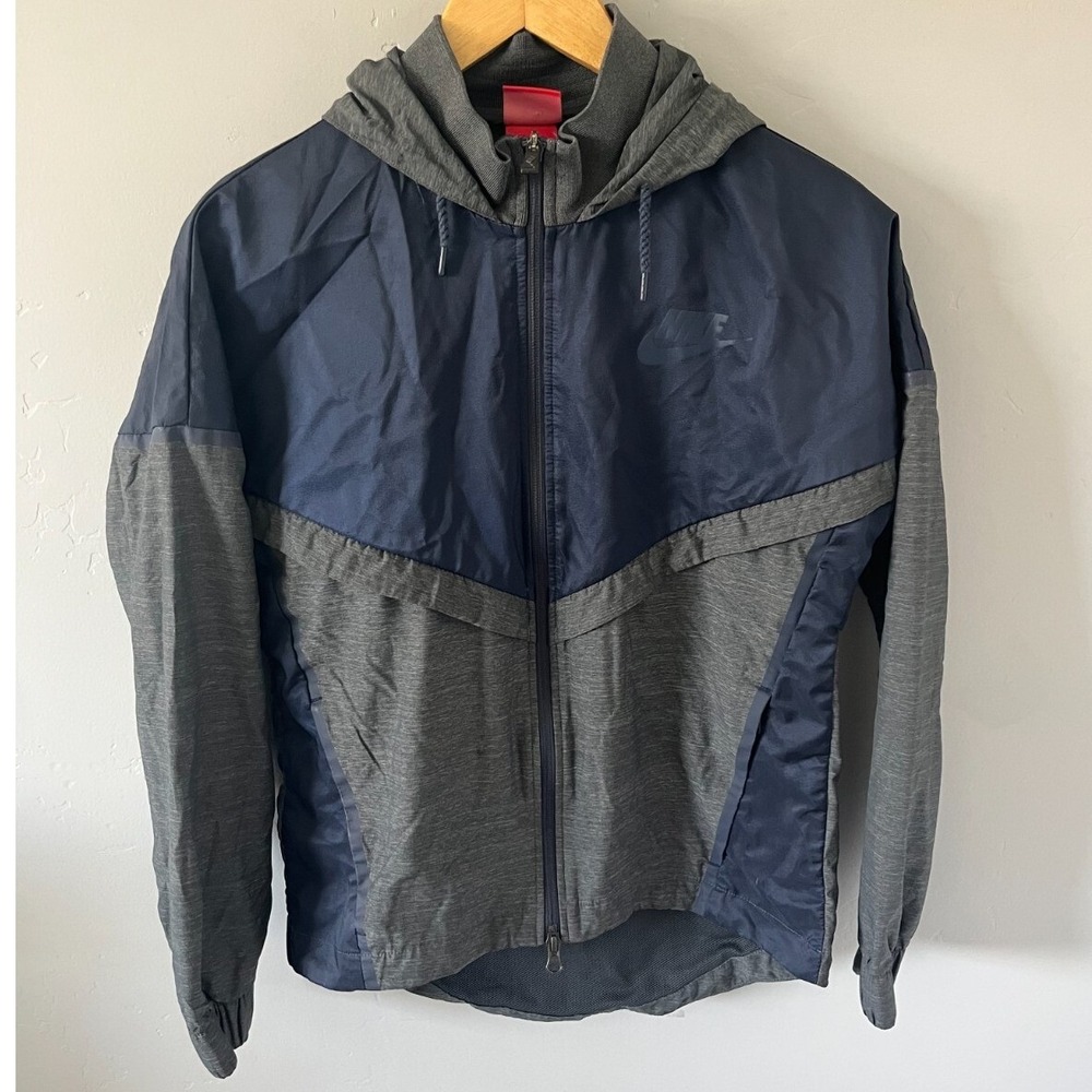 Nike Windrunner Hooded Full Zip Jacket Navy Blue Charcoal‎ Grey Mens Small